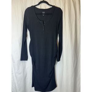 Gap Maternity Womens Medium Knit Dress Long‎ sleeve V Neck Pullover Black DD26